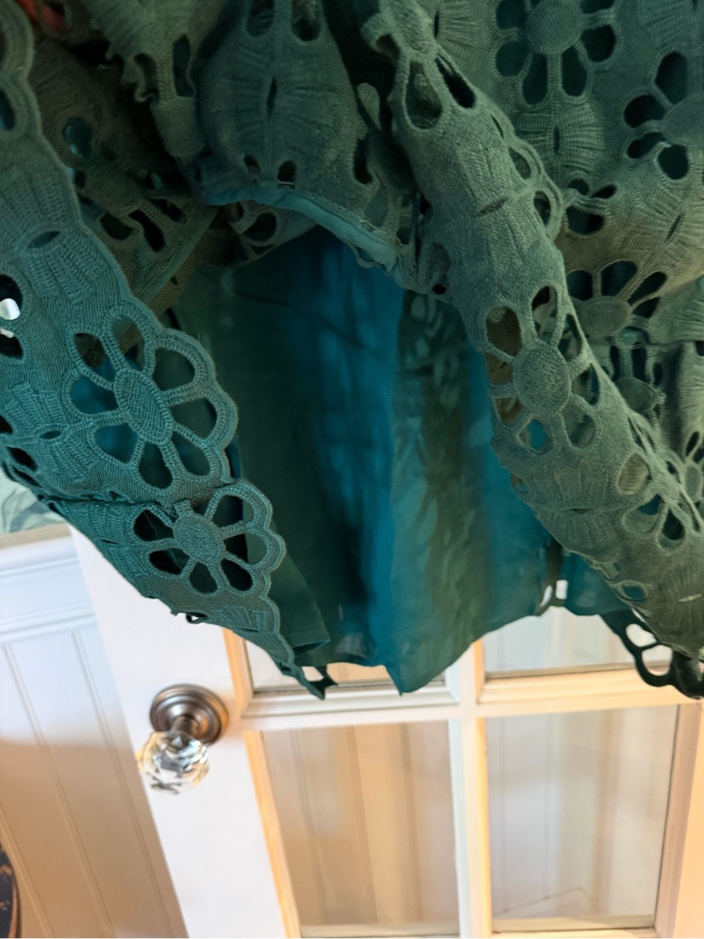 Dark Green Eyelet Floral A-Line Dress NWT Size S - Picture 6 of 8